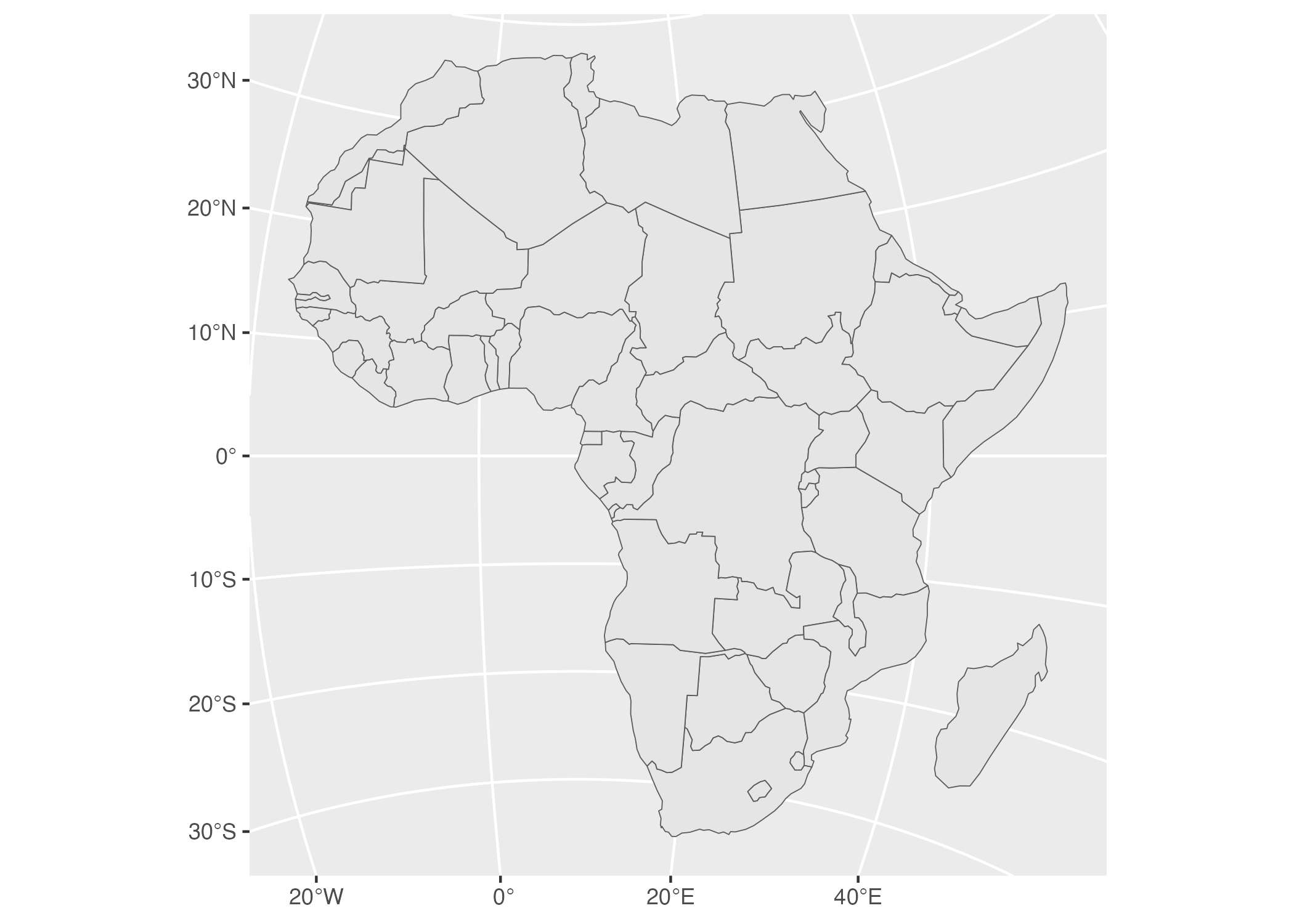 A map of Africa made with projection number 28232