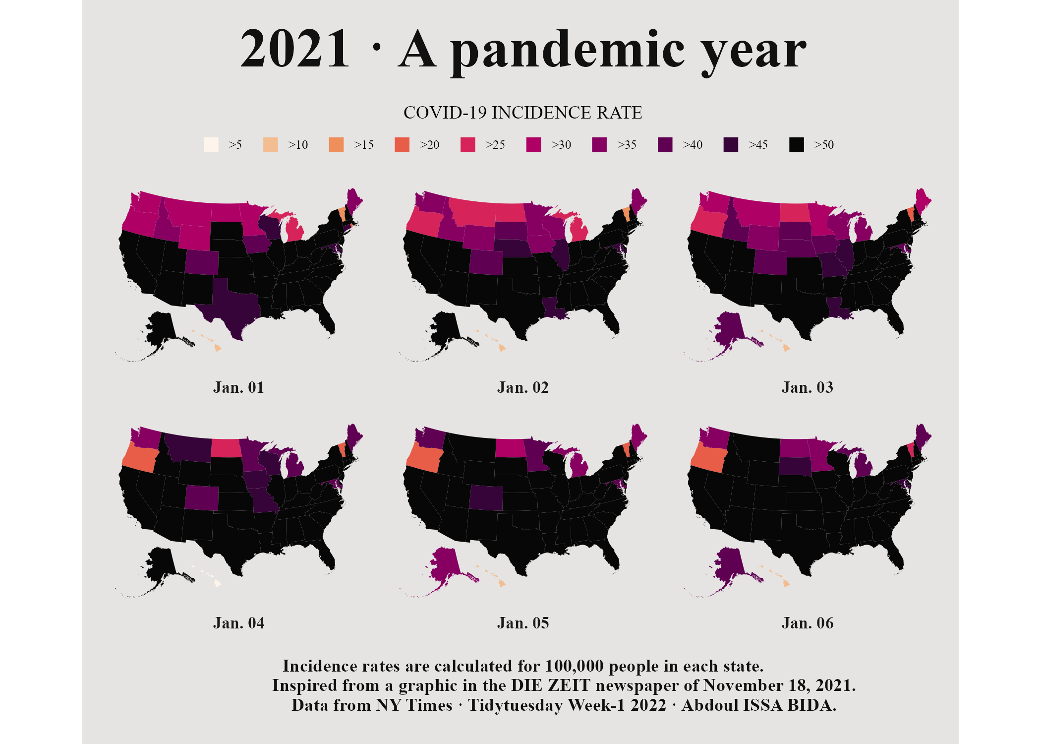 The COVID map with tweaks to the margins and the background color